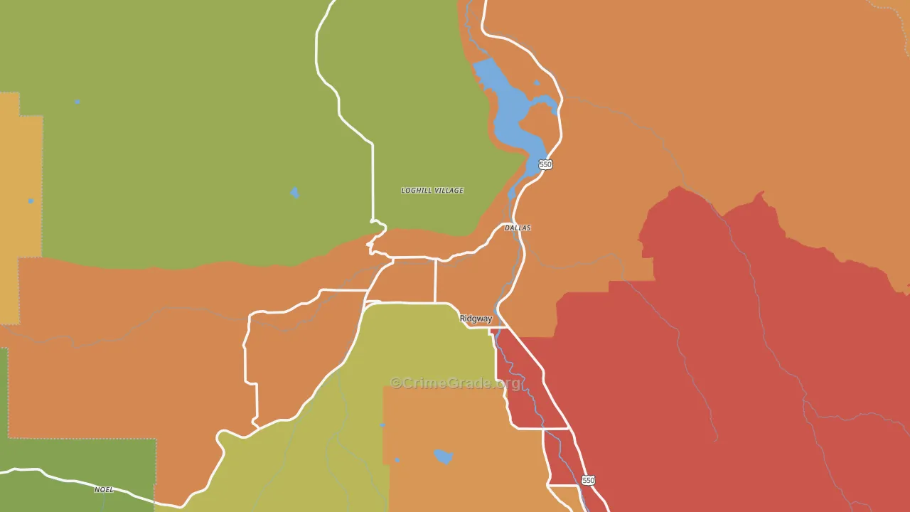 Ridgway, CO Map of Drug-Related Crime Rates
