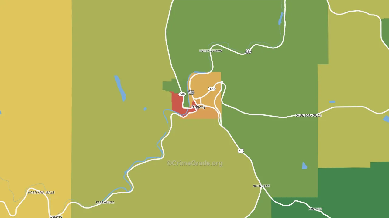 Ridgway, PA Map of Drug-Related Crime Rates