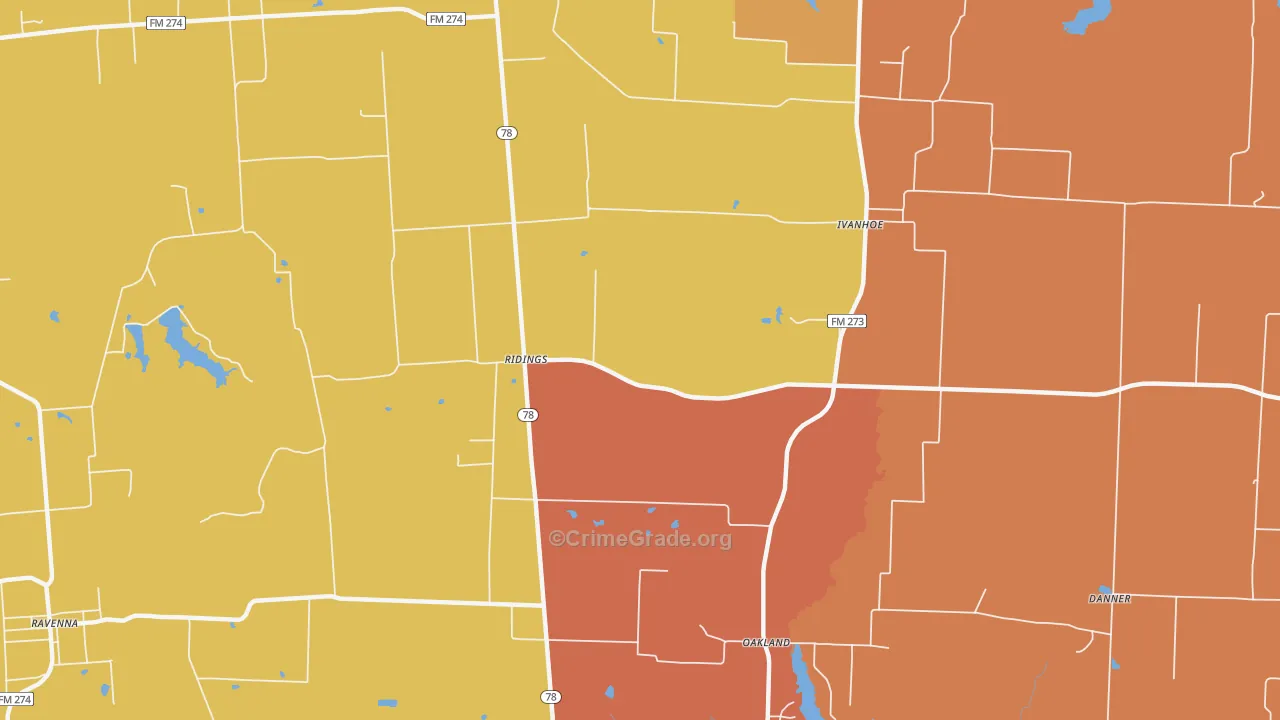 Ridings, TX Map of Drug-Related Crime Rates