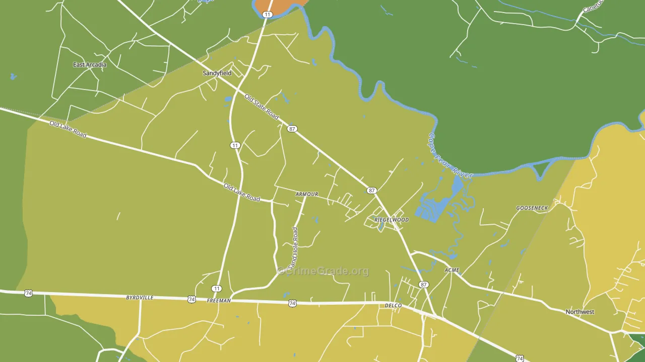 Riegelwood, NC Map of Drug-Related Crime Rates