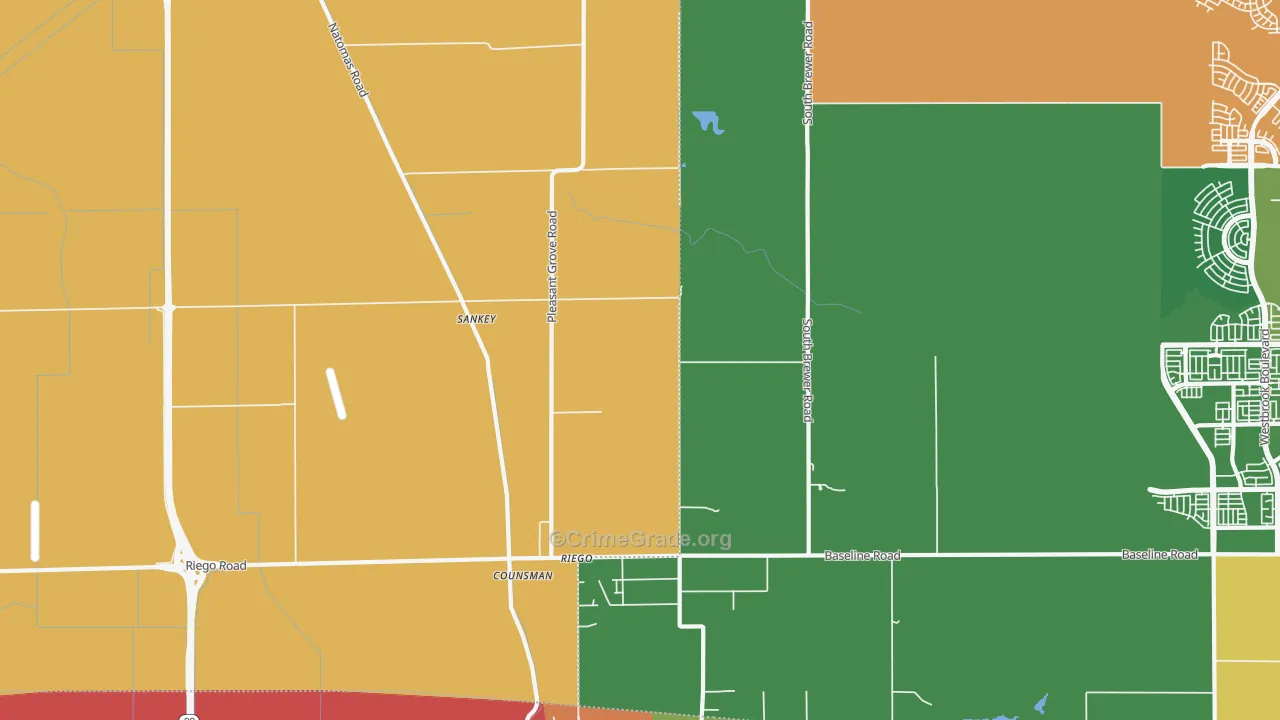 Riego, CA Map of Drug-Related Crime Rates