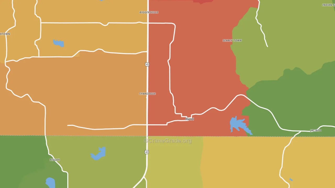 Rienzi, MS Map of Drug-Related Crime Rates