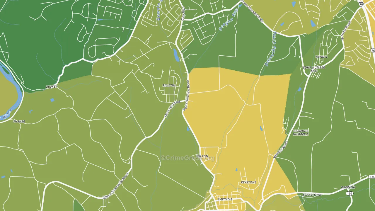 Rillton, PA Map of Drug-Related Crime Rates