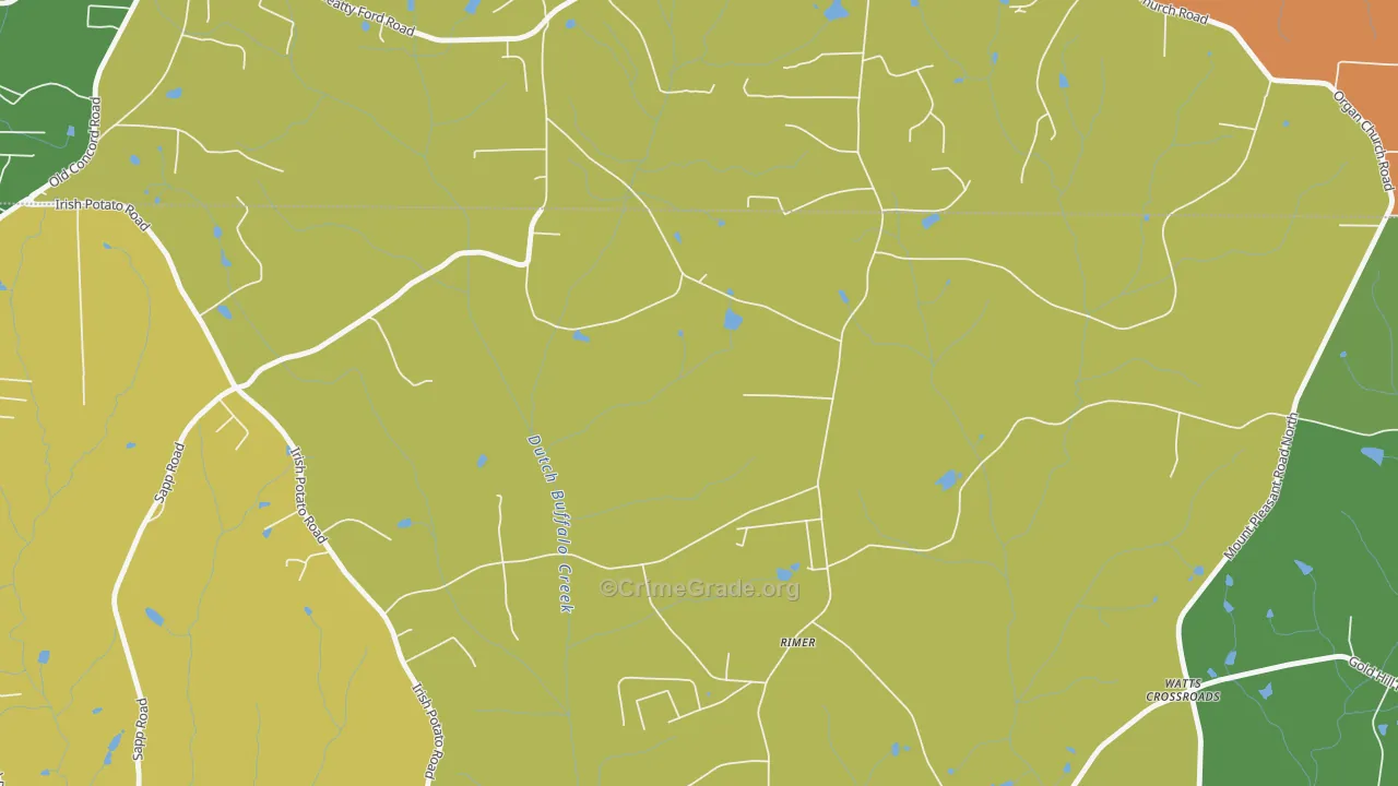 Rimer, NC Map of Drug-Related Crime Rates