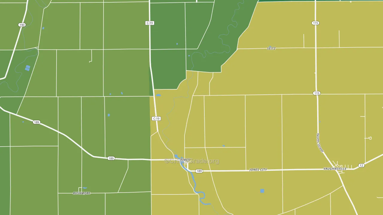 Rimer, OH Map of Drug-Related Crime Rates