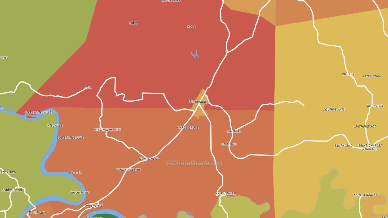Rimersburg, PA Map of Drug-Related Crime Rates
