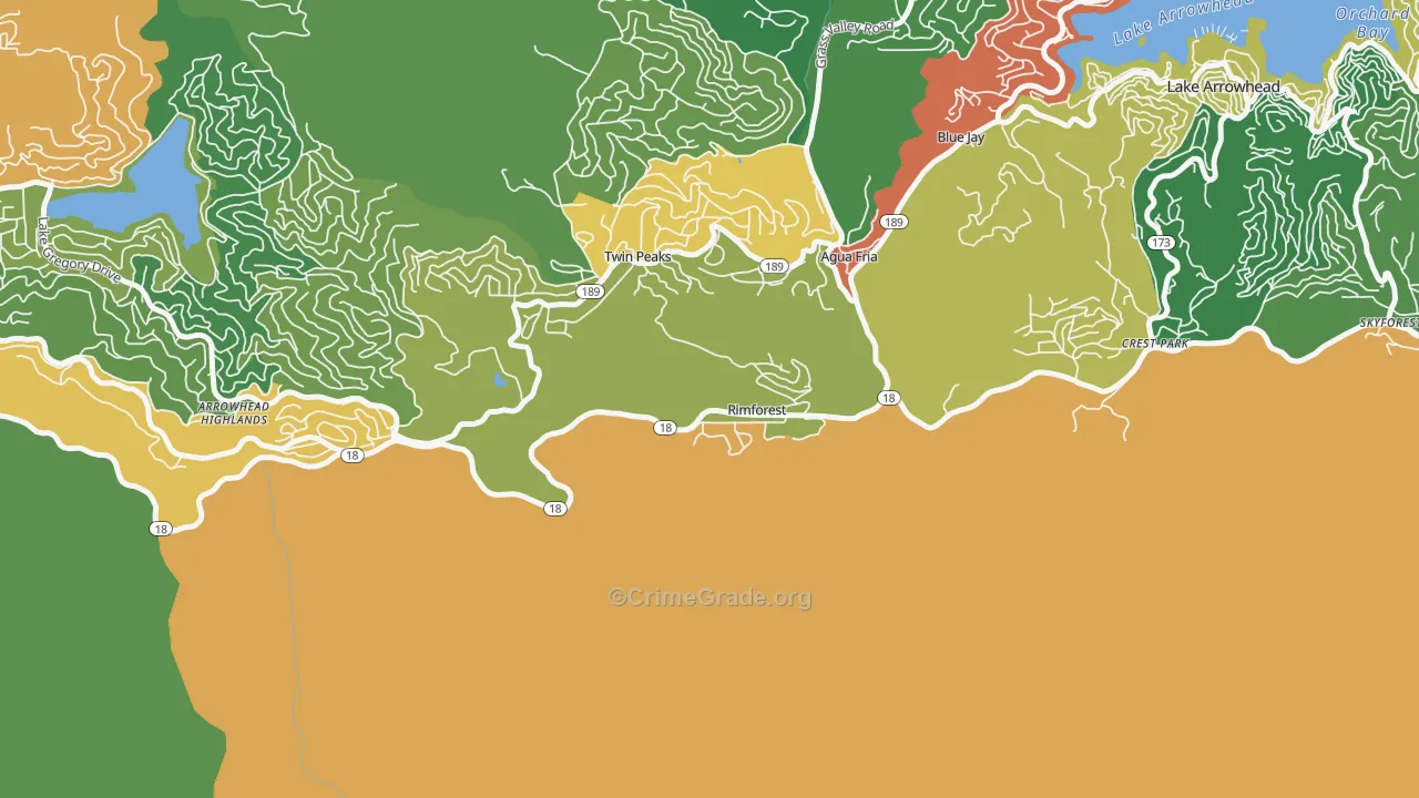 Rimforest, CA Map of Drug-Related Crime Rates