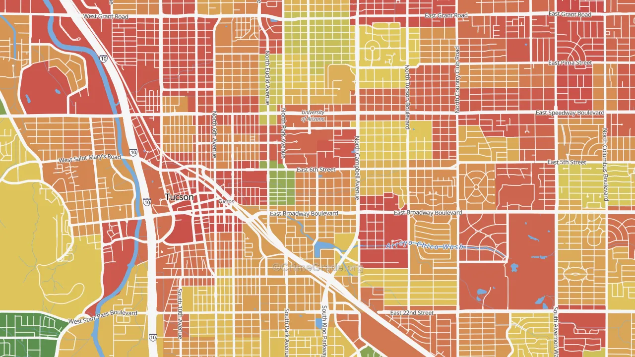 Rincon Heights, Tucson, AZ Map of Drug-Related Crime Rates