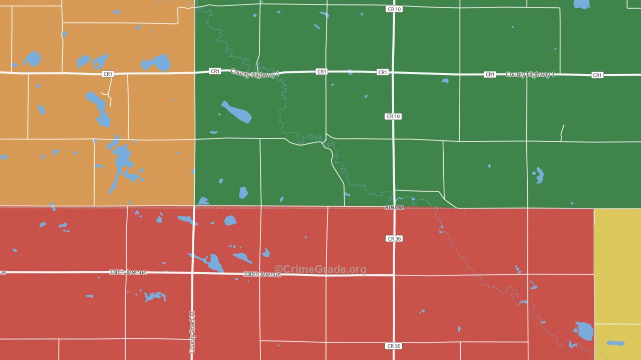 Rindal, MN Map of Drug-Related Crime Rates