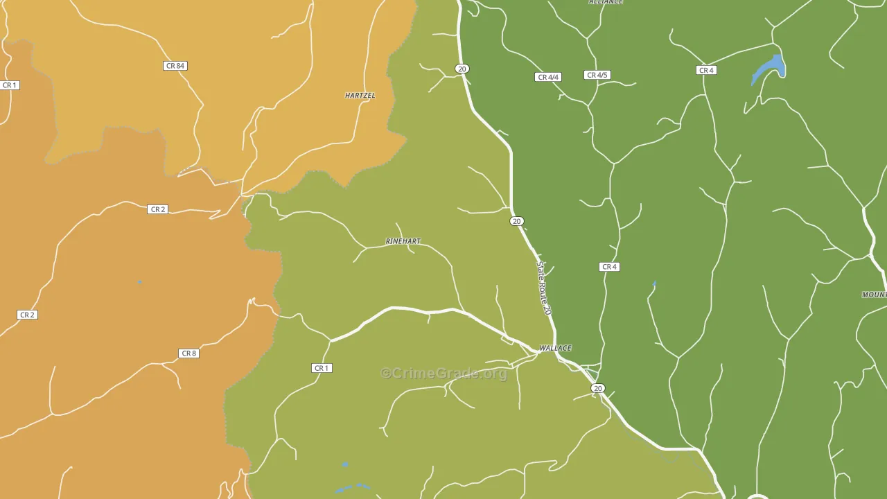 Rinehart, WV Map of Drug-Related Crime Rates