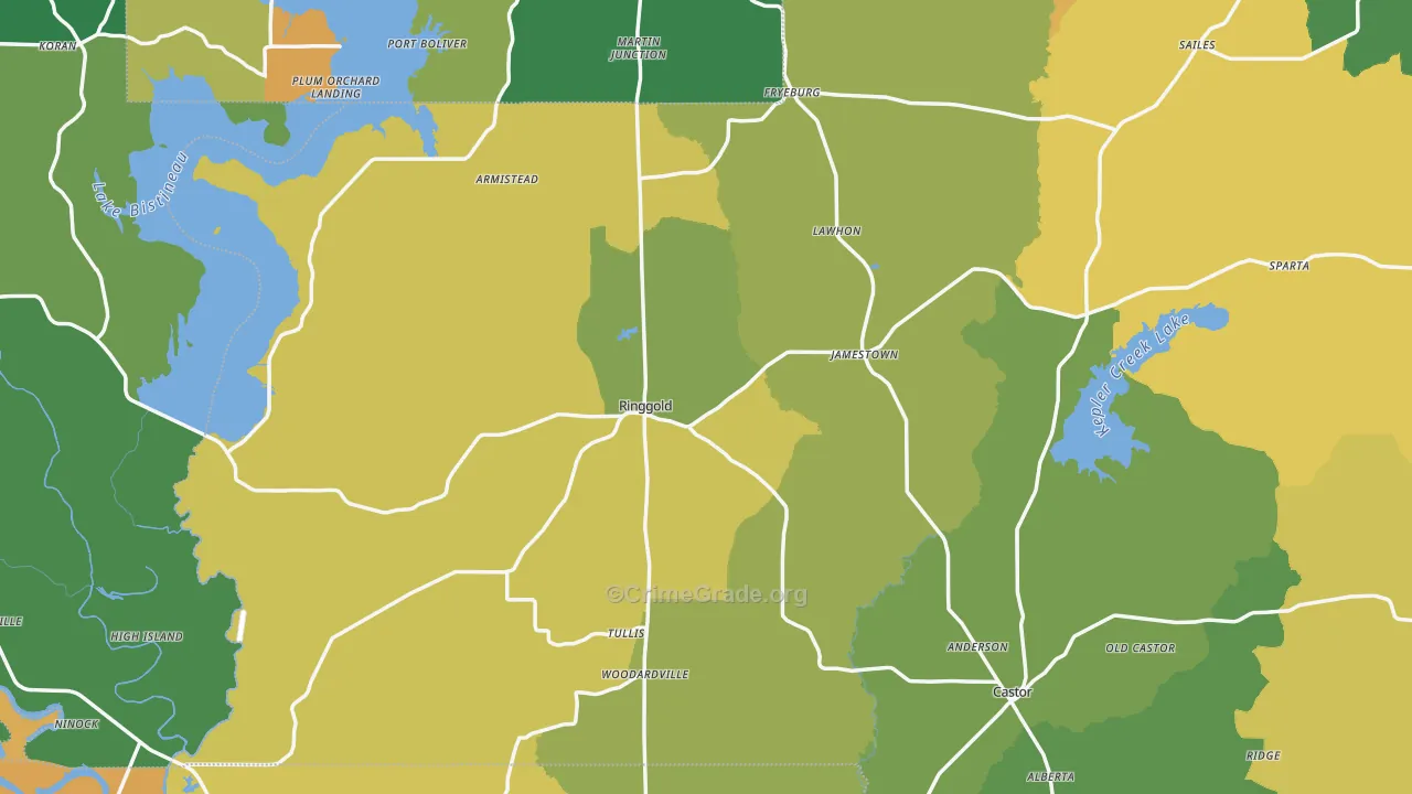Ringgold, LA Map of Drug-Related Crime Rates