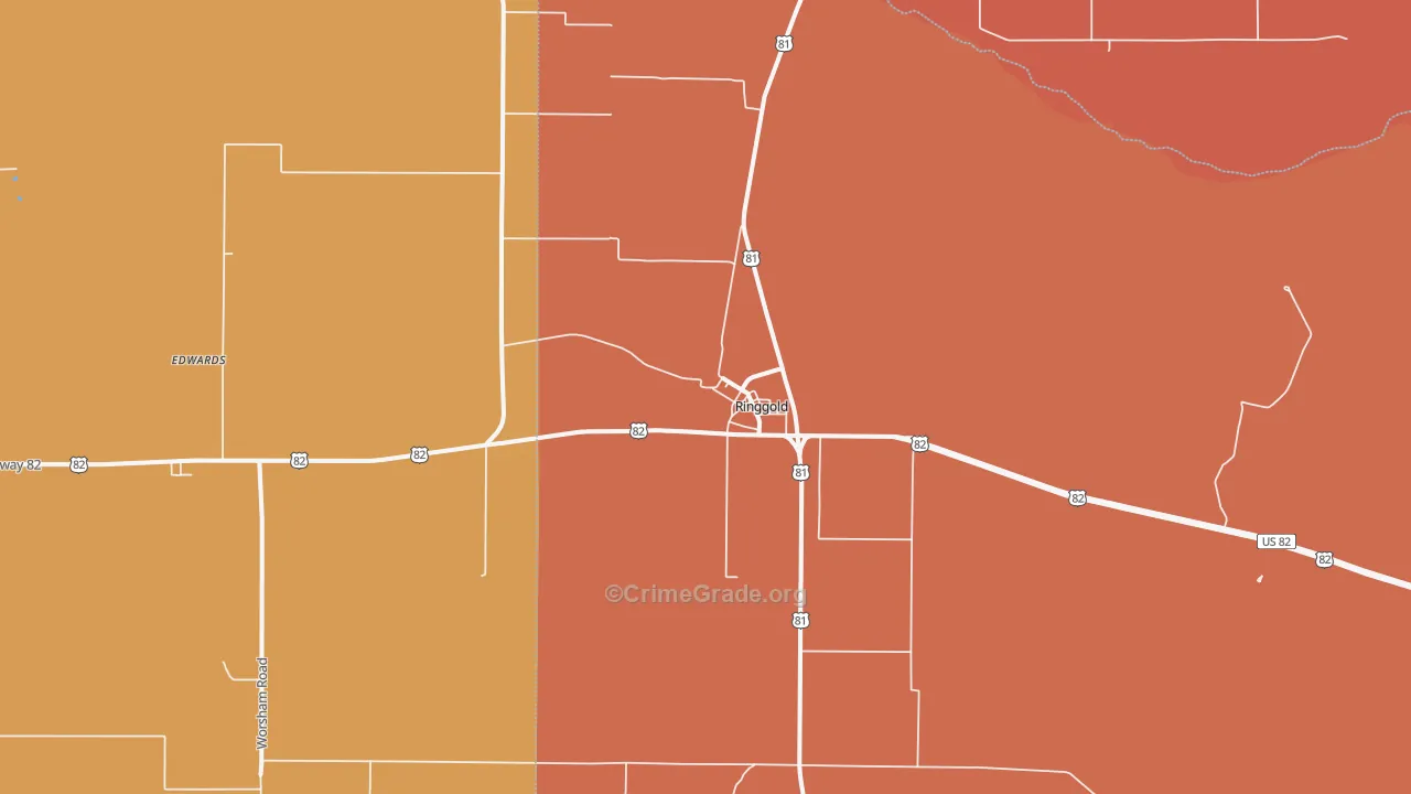 Ringgold, TX Map of Drug-Related Crime Rates