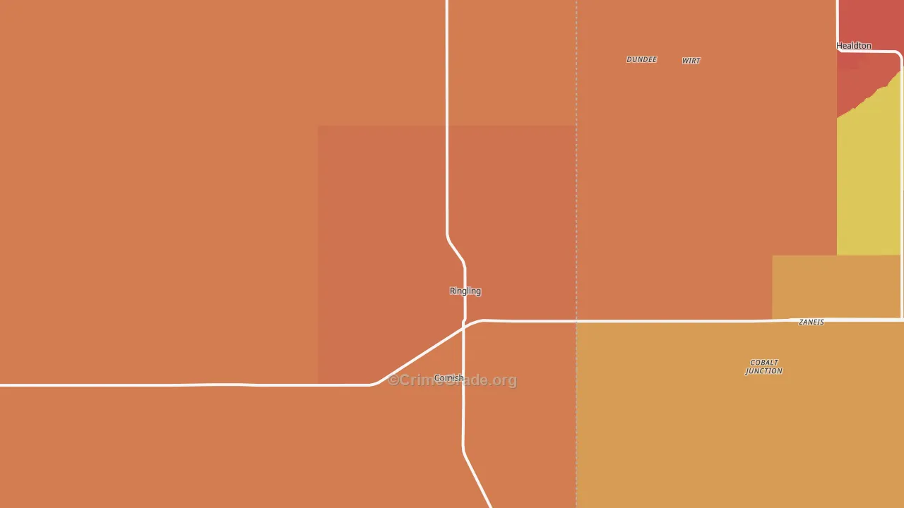 Ringling, OK Map of Drug-Related Crime Rates