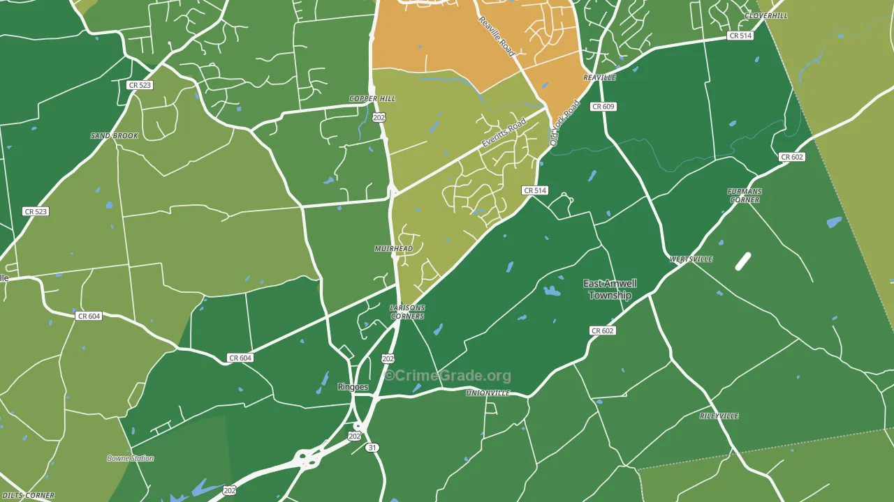 Ringoes, NJ Map of Drug-Related Crime Rates