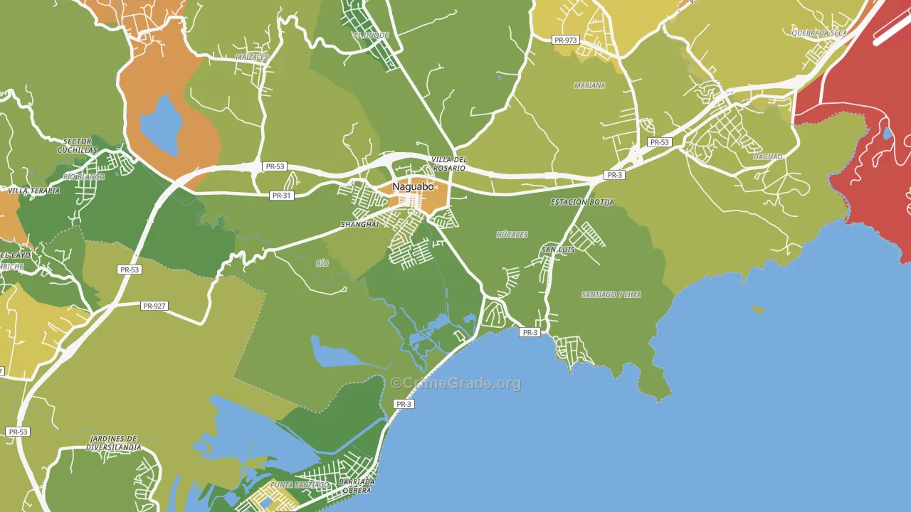 Rio Blanco, PR Map of Drug-Related Crime Rates