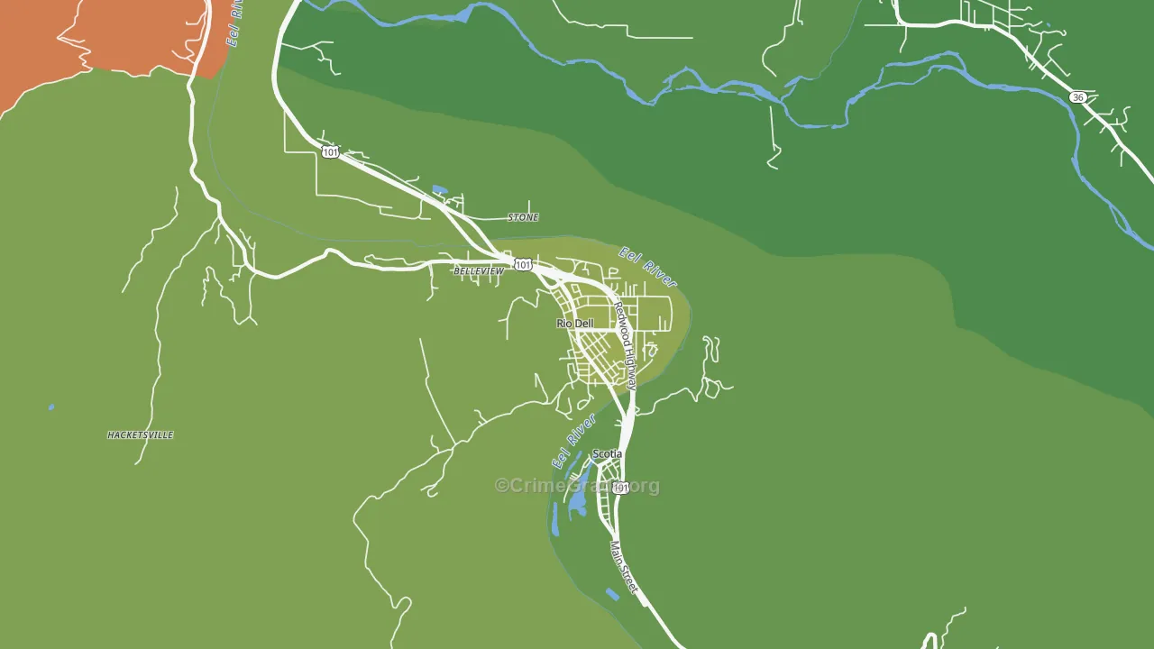 Rio Dell, CA Map of Drug-Related Crime Rates