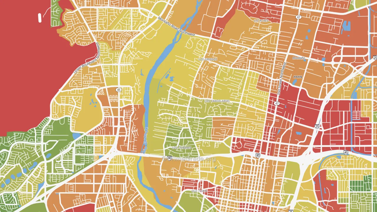 Rio Grande, Albuquerque, NM Map of Drug-Related Crime Rates