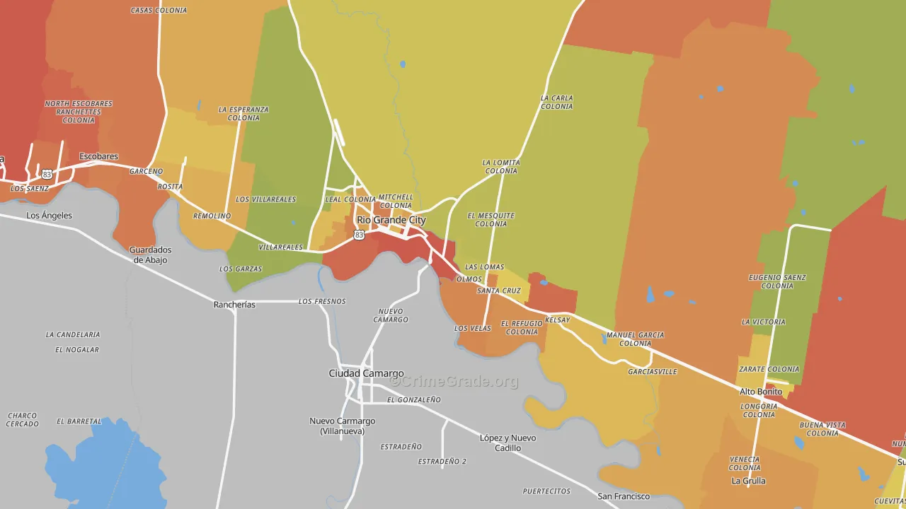 Rio Grande City, TX Map of Drug-Related Crime Rates