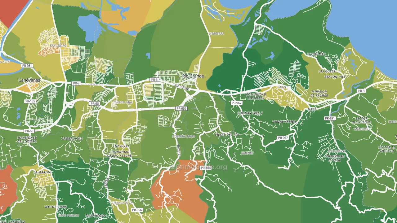 Rio Grande Municipio, PR Map of Drug-Related Crime Rates