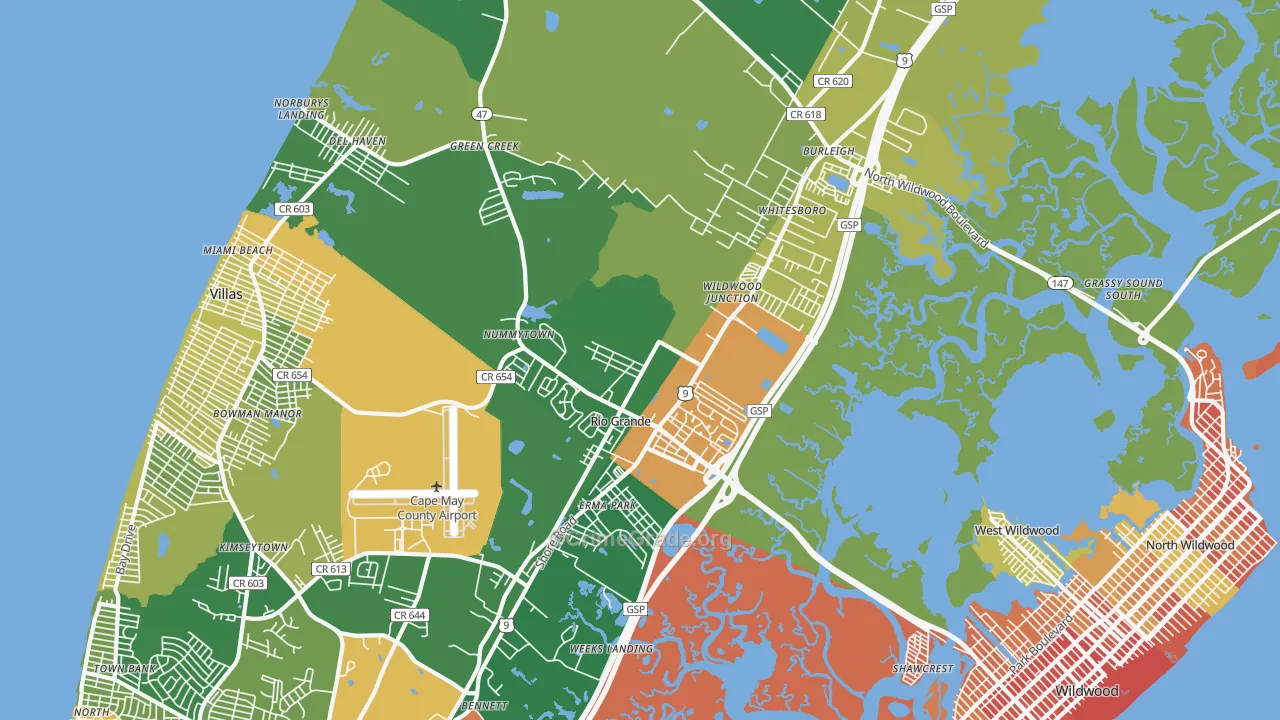 Rio Grande, NJ Map of Drug-Related Crime Rates