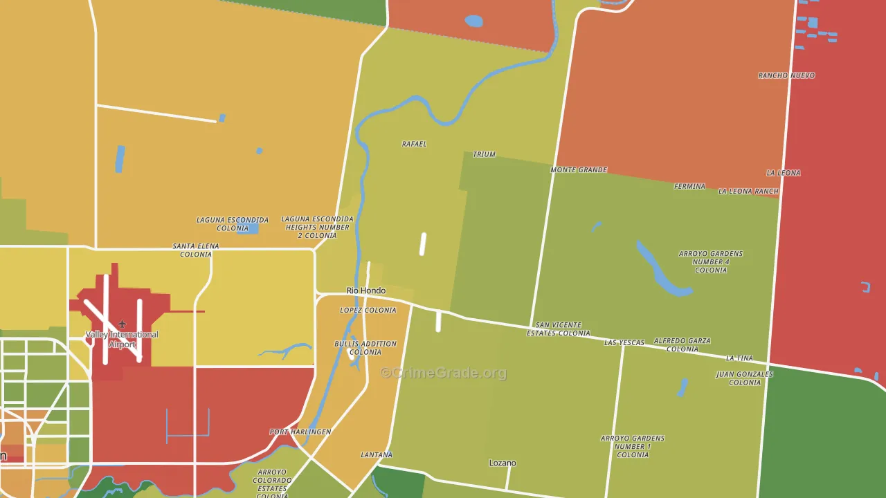 Rio Hondo, TX Map of Drug-Related Crime Rates
