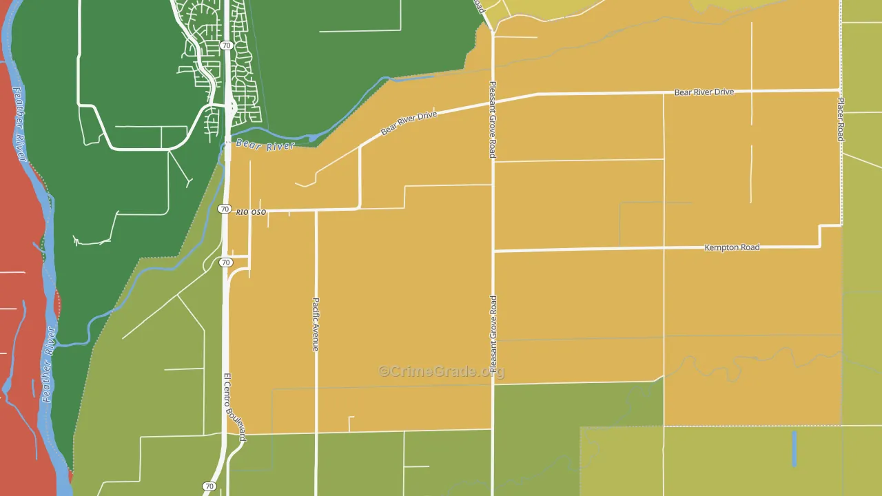 Rio Oso, CA Map of Drug-Related Crime Rates