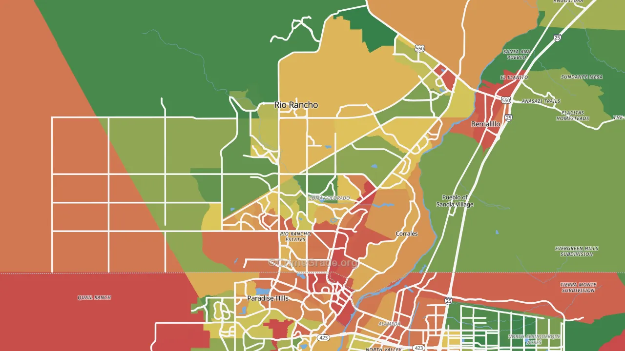Rio Rancho, NM Map of Drug-Related Crime Rates