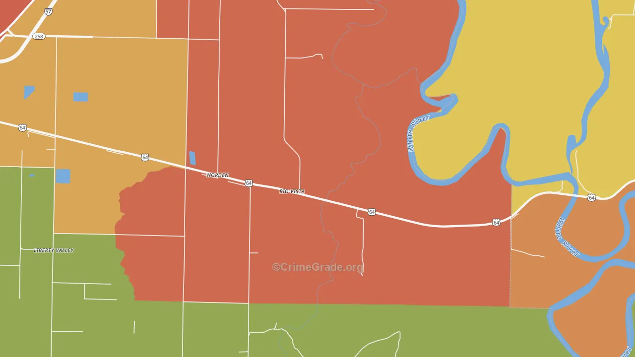 Rio Vista, AR Map of Drug-Related Crime Rates