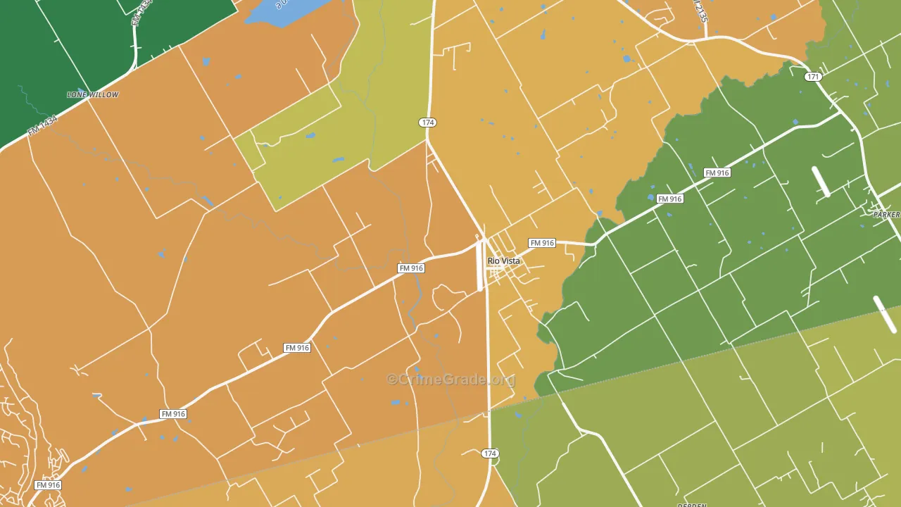 Rio Vista, TX Map of Drug-Related Crime Rates