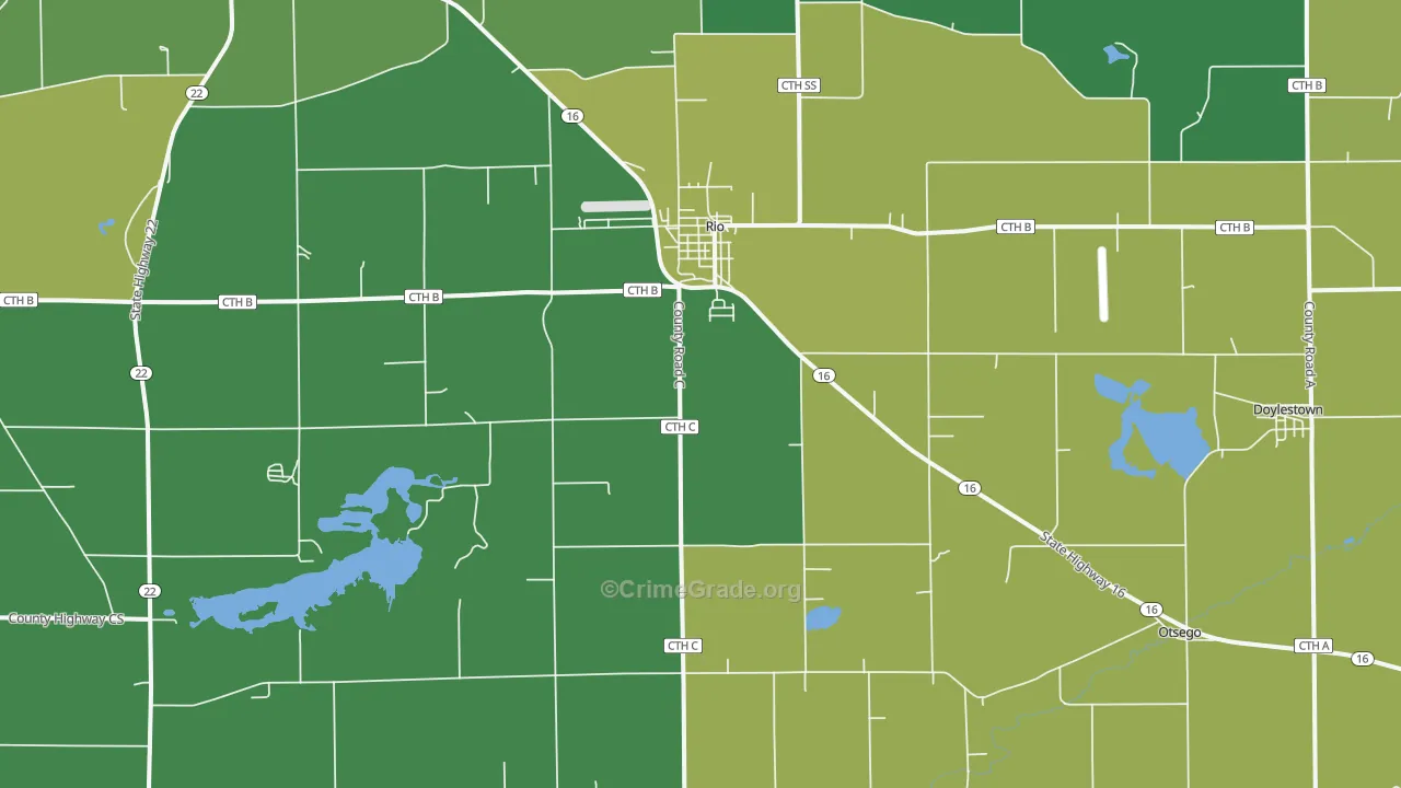 Rio, WI Map of Drug-Related Crime Rates