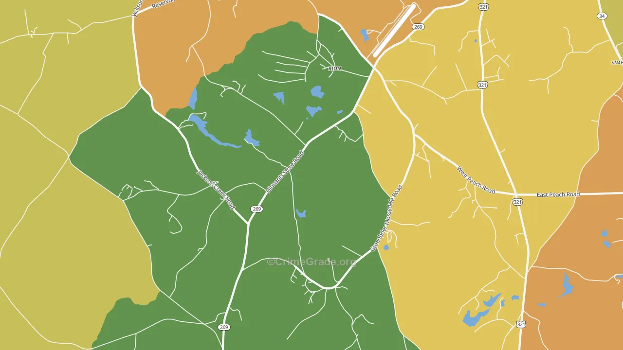 Rion, SC Map of Drug-Related Crime Rates