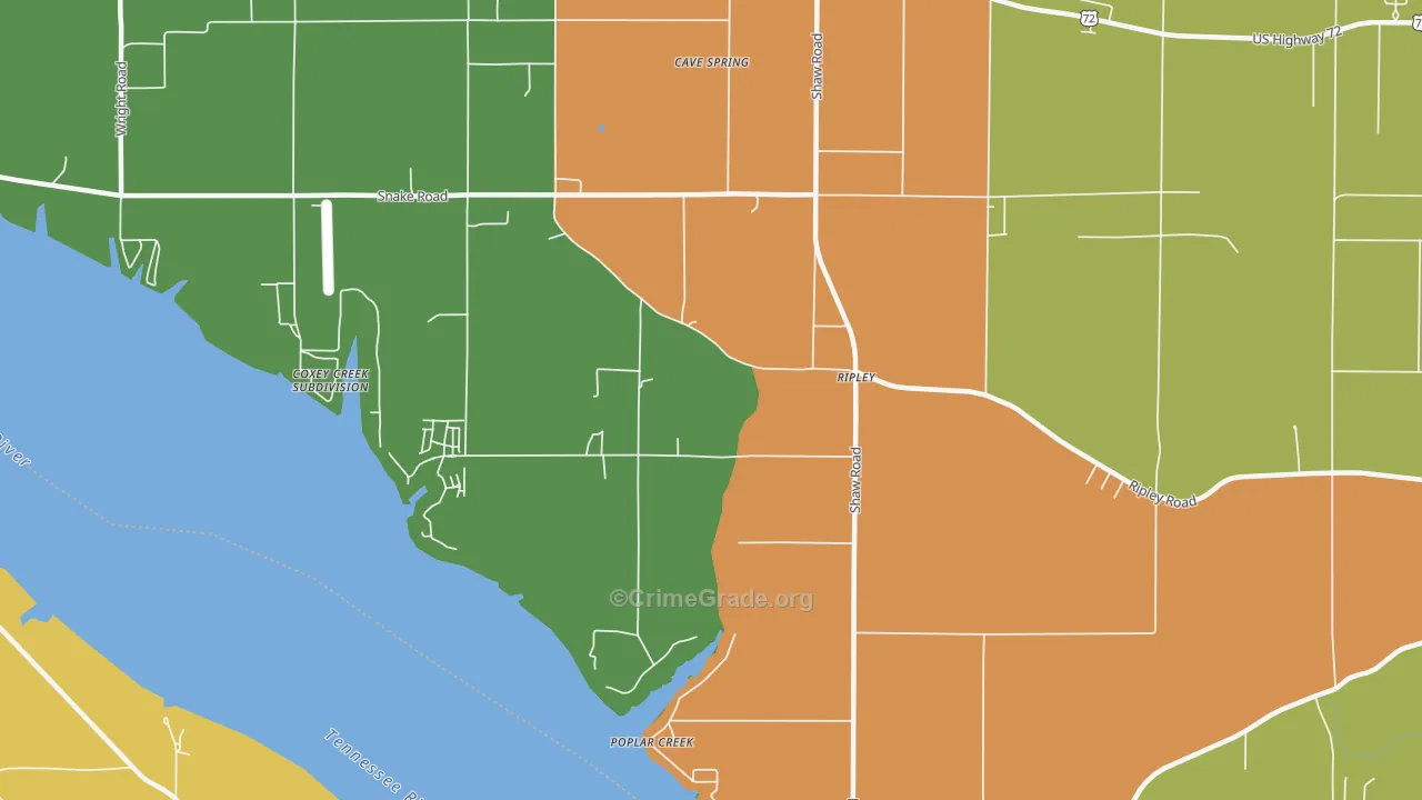 Ripley, AL Map of Drug-Related Crime Rates