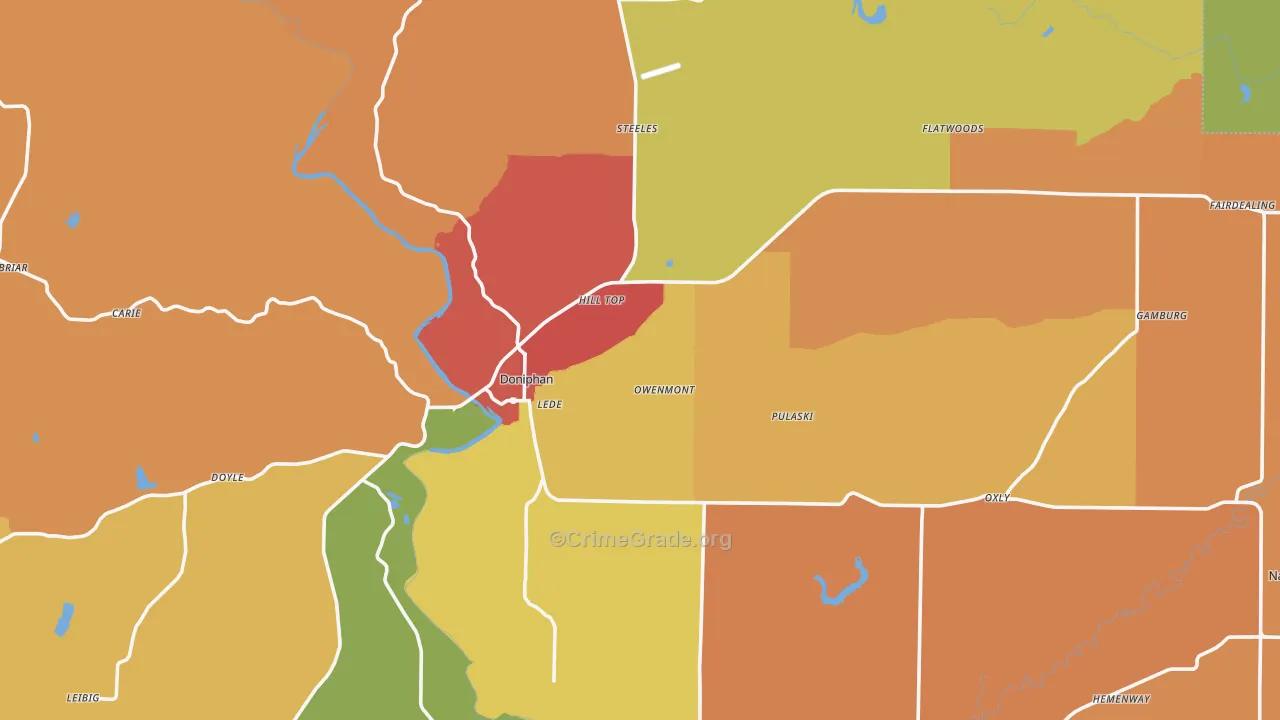 Ripley County, MO Map of Drug-Related Crime Rates