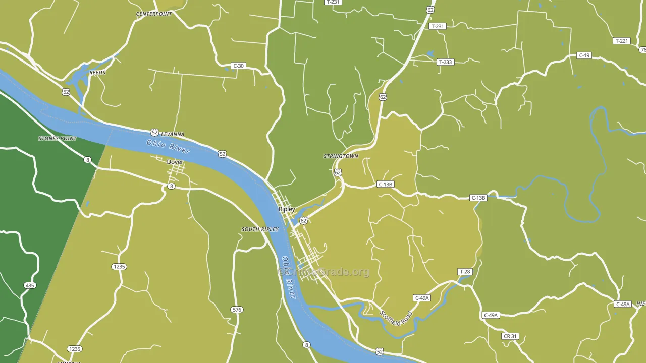 Ripley, OH Map of Drug-Related Crime Rates