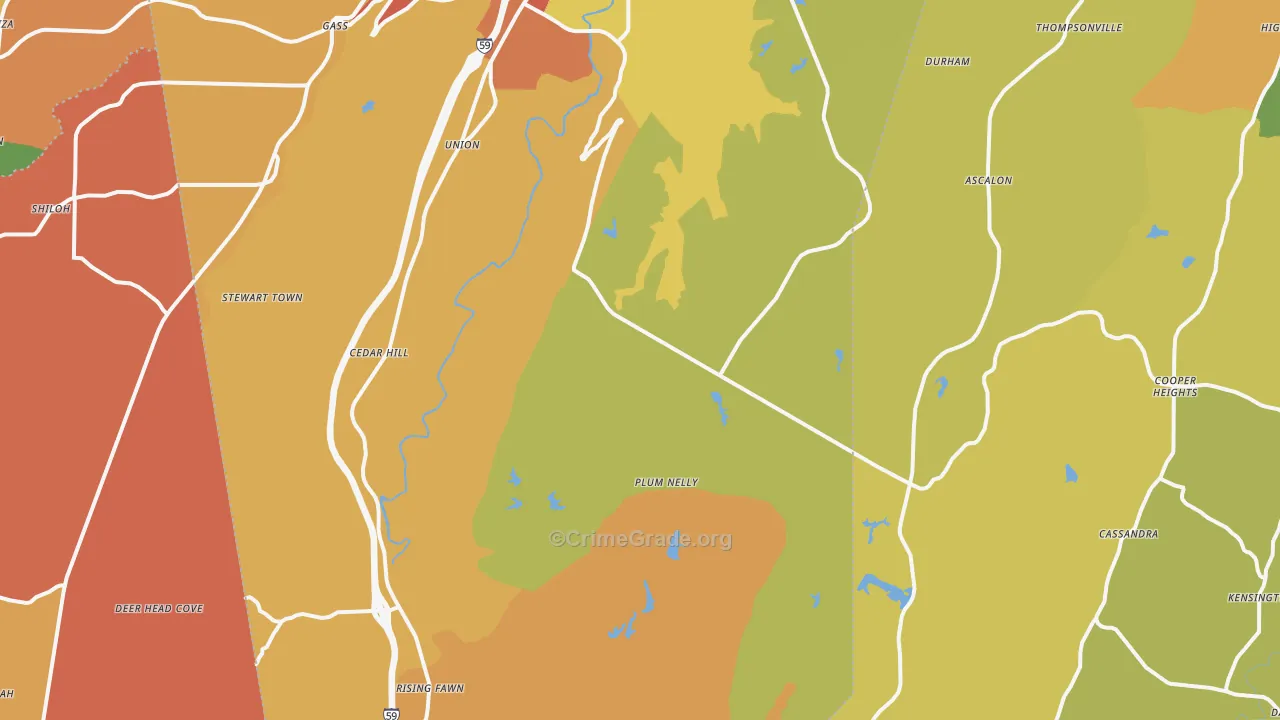 Rising Fawn, GA Map of Drug-Related Crime Rates