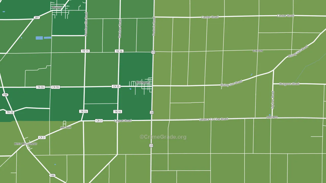 Risingsun, OH Map of Drug-Related Crime Rates