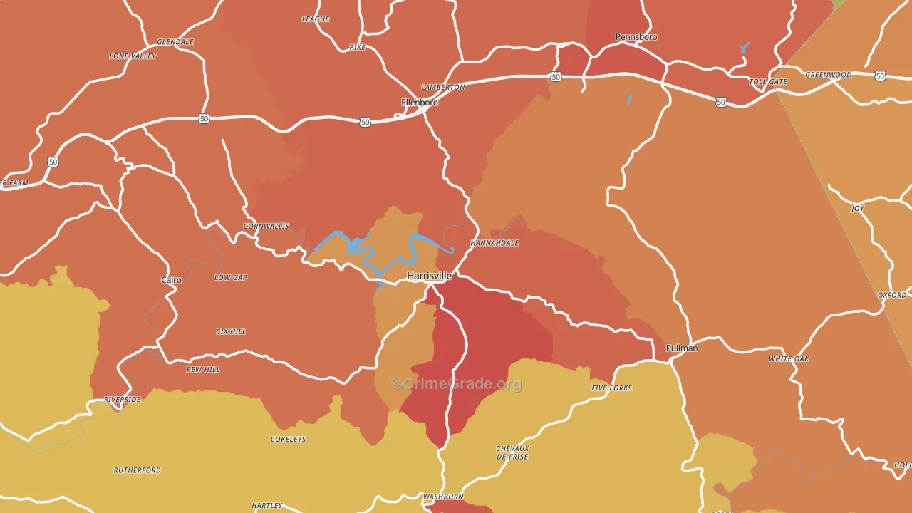 Ritchie County, WV Map of Drug-Related Crime Rates
