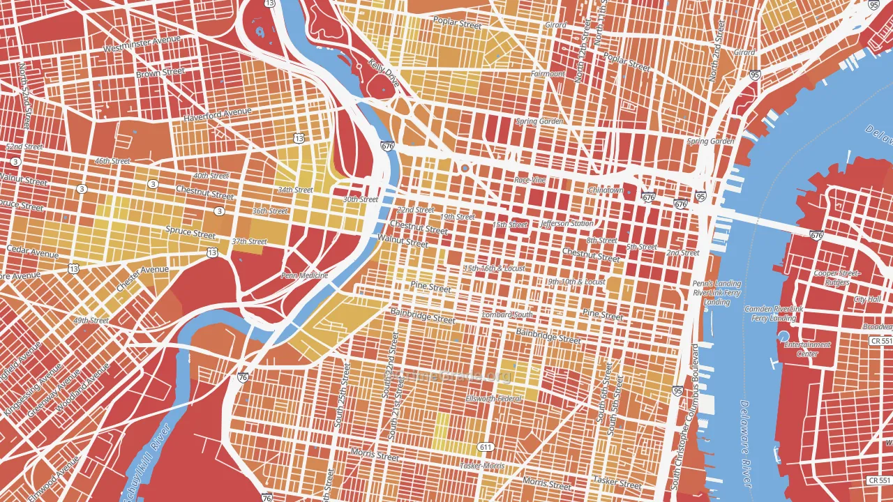 Rittenhouse Square, Philadelphia, PA Map of Drug-Related Crime Rates