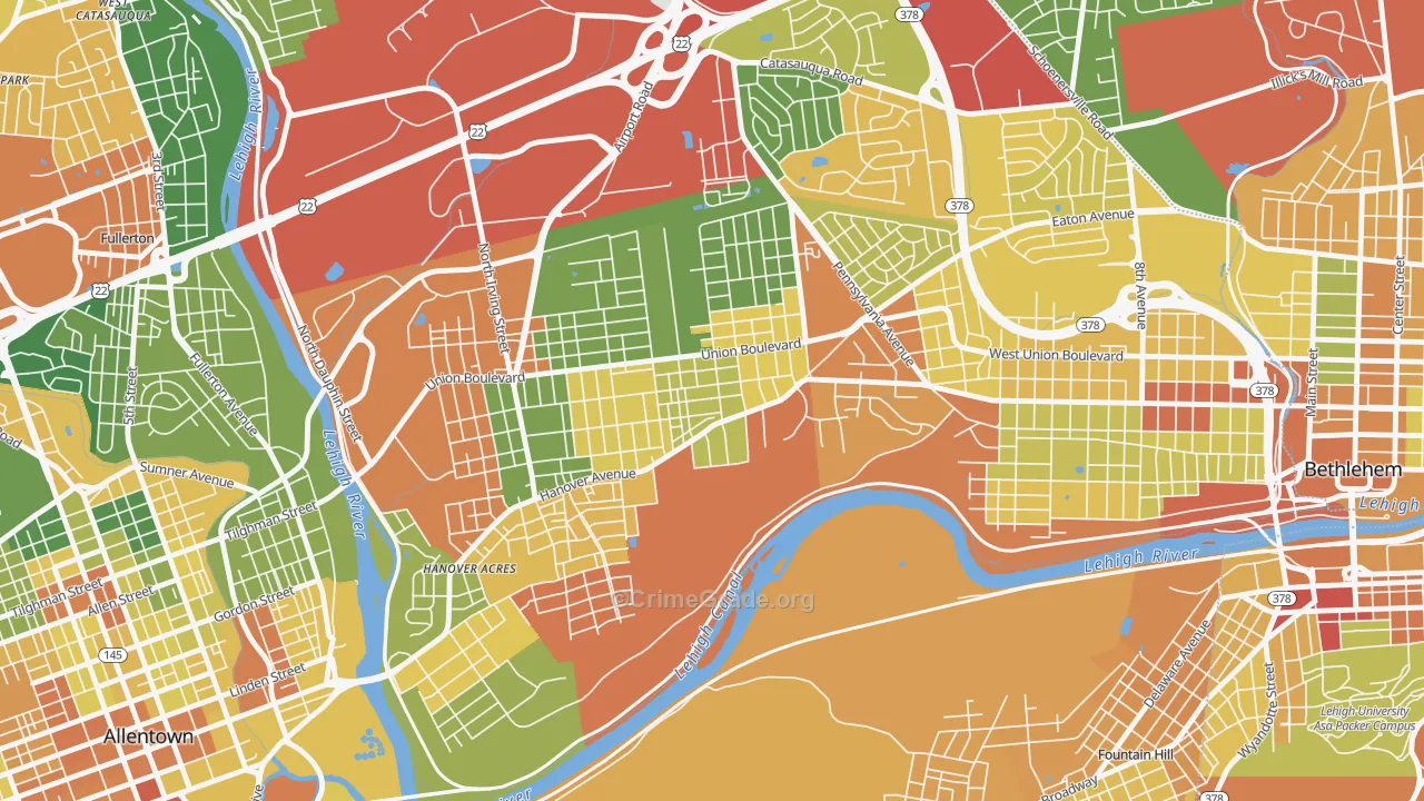 Rittersville, Allentown, PA Map of Drug-Related Crime Rates