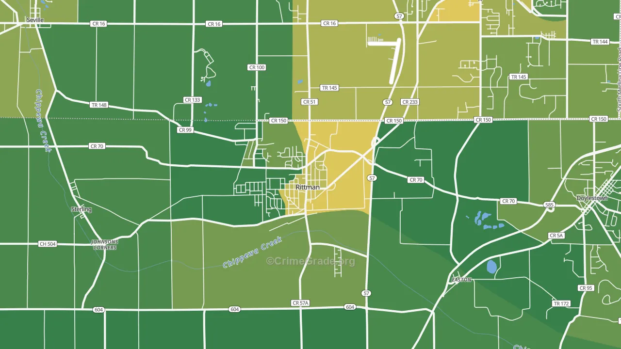 Rittman, OH Map of Drug-Related Crime Rates