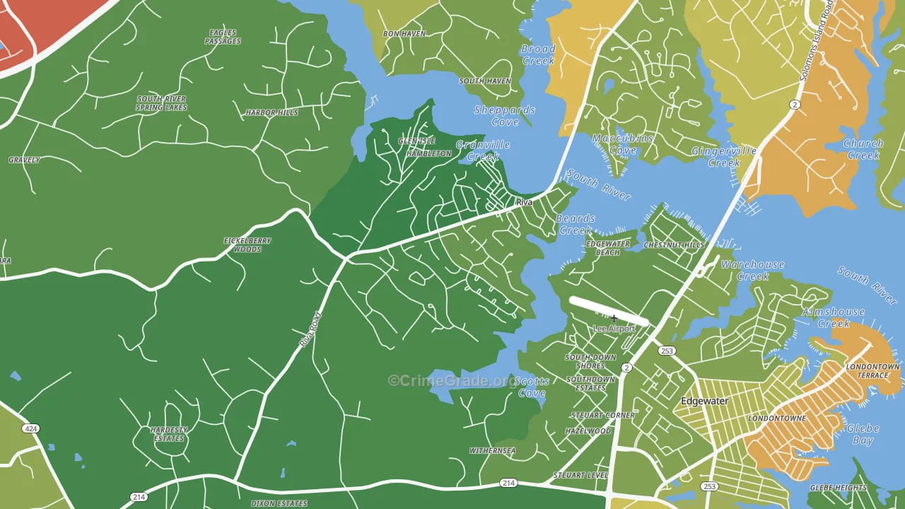 Riva, MD Map of Drug-Related Crime Rates