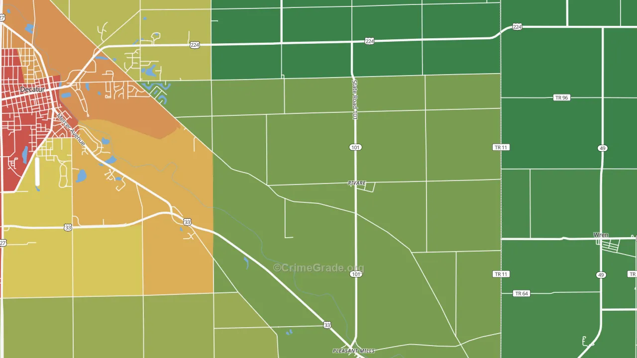 Rivare, IN Map of Drug-Related Crime Rates