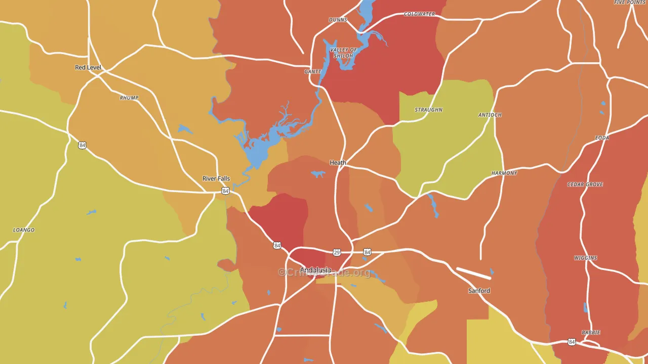 River Falls, AL Map of Drug-Related Crime Rates