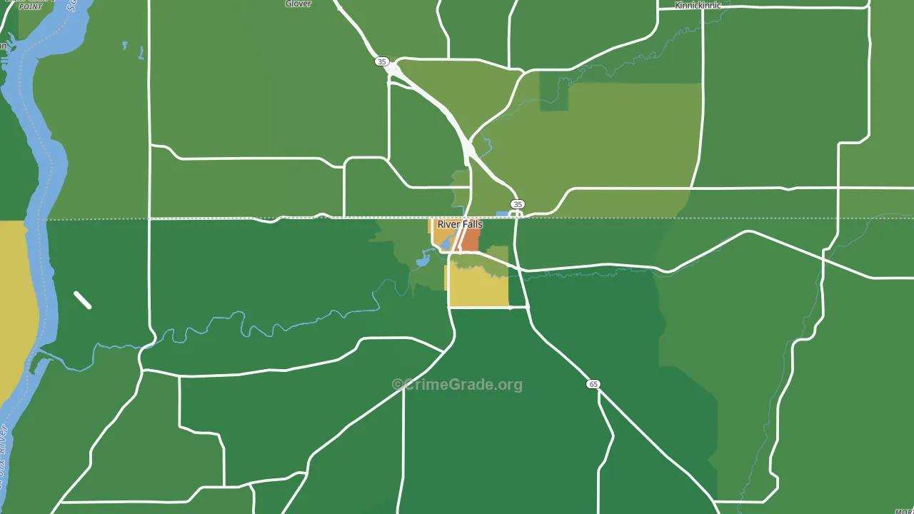River Falls, WI Map of Drug-Related Crime Rates