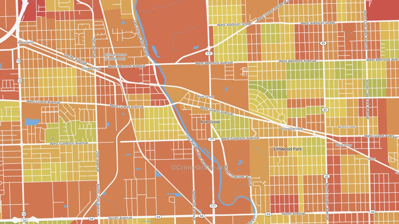River Grove, IL Map of Drug-Related Crime Rates