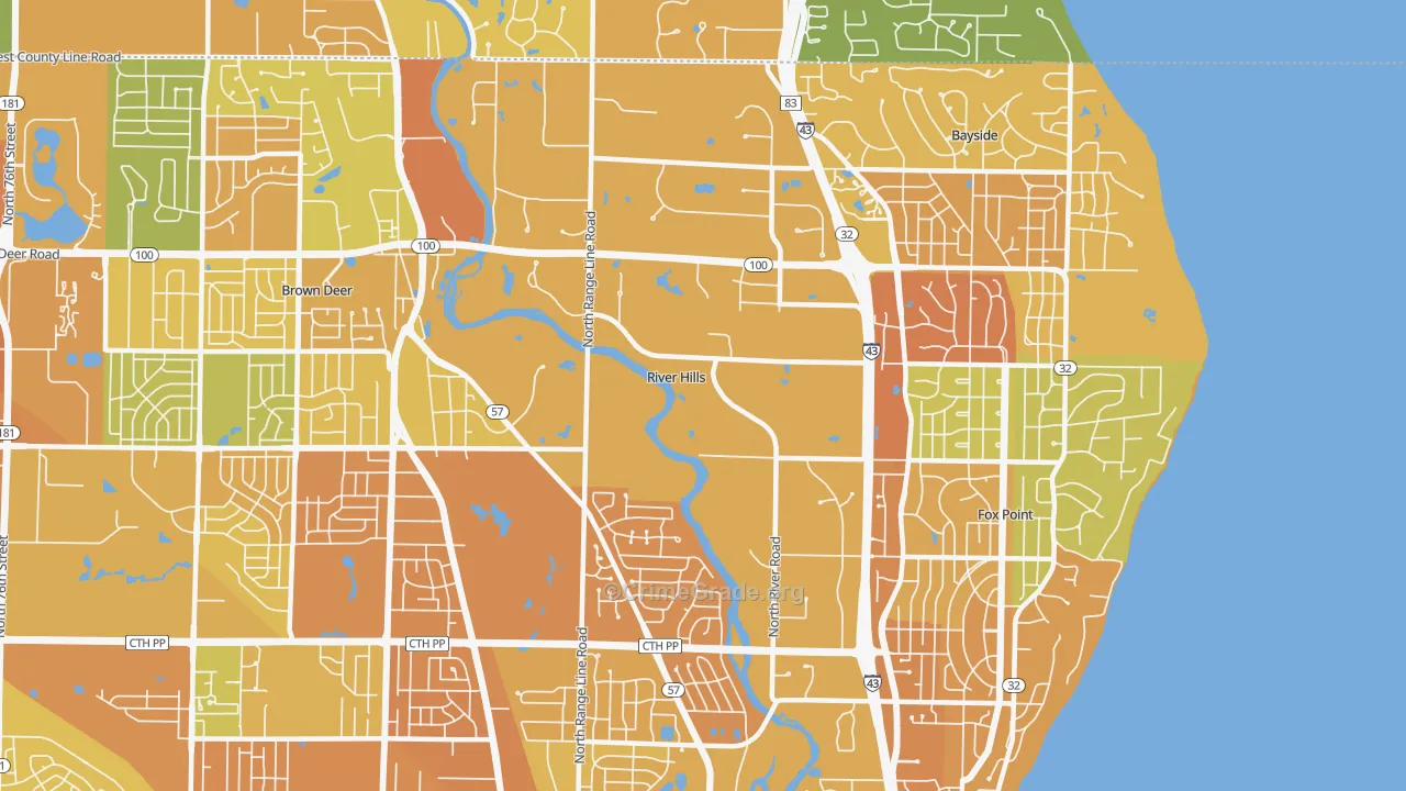 River Hills, WI Map of Drug-Related Crime Rates
