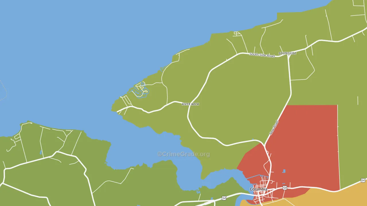 River Neck, NC Map of Drug-Related Crime Rates