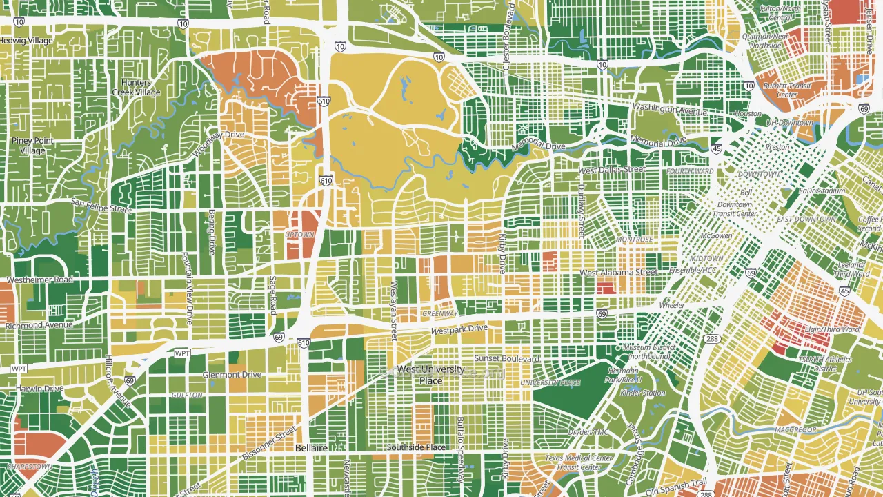 River Oaks, Houston, TX Map of Drug-Related Crime Rates