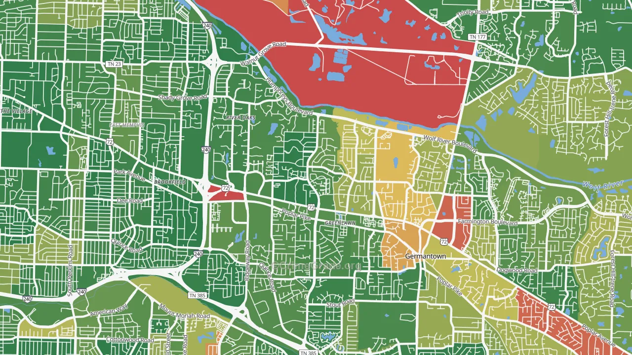 River Oaks-Kirby-Balmoral, Memphis, TN Map of Drug-Related Crime Rates