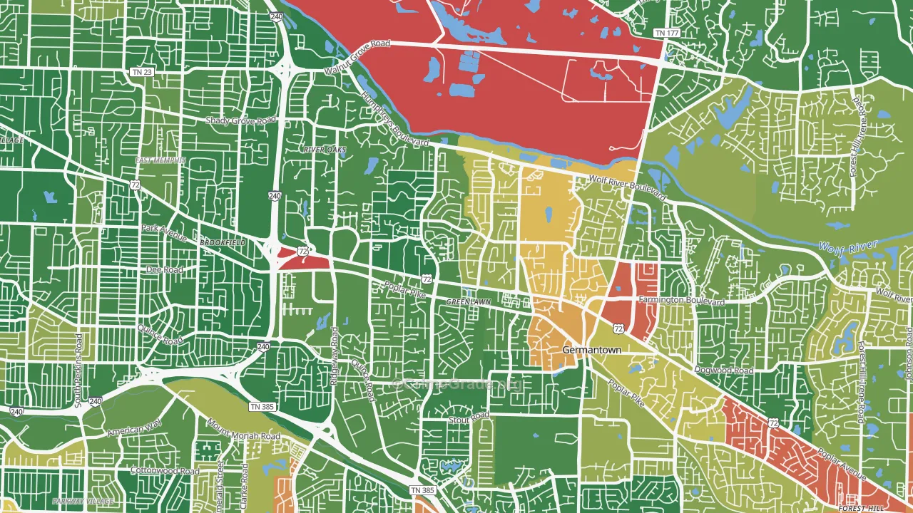 River Oaks, Memphis, TN Map of Drug-Related Crime Rates